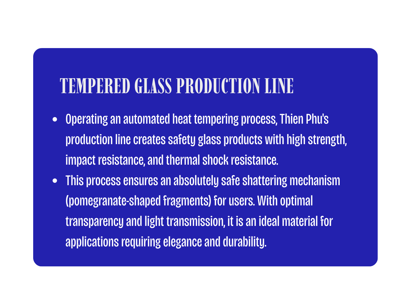Tempered Glass Line Specs