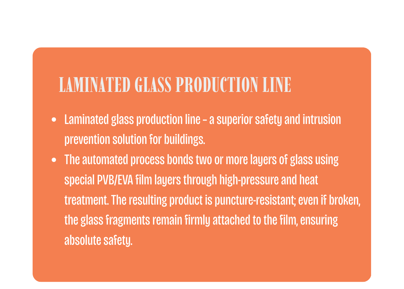 Laminated Glass Line Specs